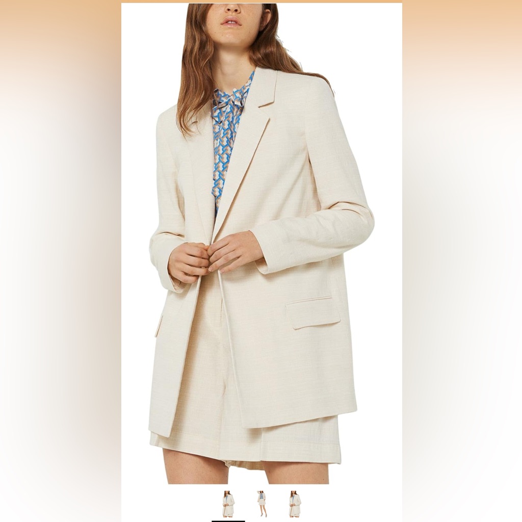 Marella Women's Cream Longline Blazer Jacket
